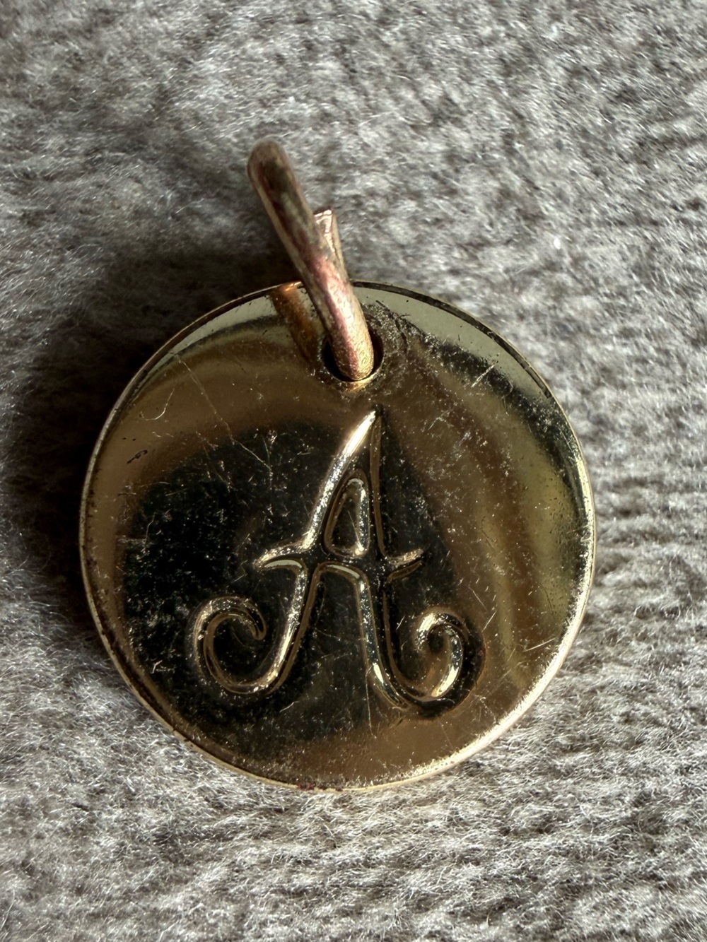 Gold Round Initial 'A' Pendant